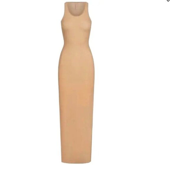 NWT Skims MESH COVER UP LONG DRESS NUDE OCHRE 3X - Picture 1 of 4